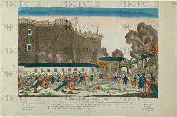 Taking of the Bastille on July 14, 1789, 1789. Creator: Anonymous.