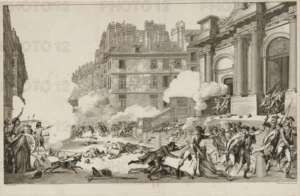 13 Vendémiaire. Napoleon Bonaparte's quelling of the Royalist revolt ... in Paris, 1797. Creator: Helman, Isidore Stanislas (1743-1806/9).