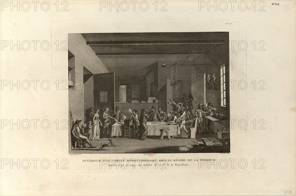 Inside a Revolutionary Committee during the Reign of Terror, 1802. Creator: Berthault, Pierre Gabriel (1748-1819).