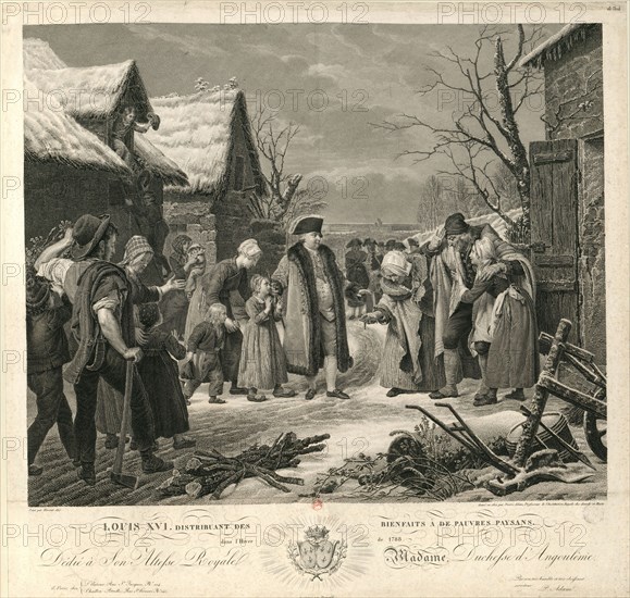 Louis XVI Distributing Alms to the Poor Peasants in the Winter of 1788 , c. 1817. Creator: Adam, Pierre Michel (1799-1853).