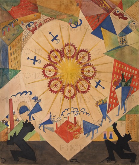 Promised Land. Stage design for the theate play "Mystery-Bouffe" by Vladimir Mayakovsky, 1919. Creator: Mayakovsky, Vladimir Vladimirovich (1893-1930).