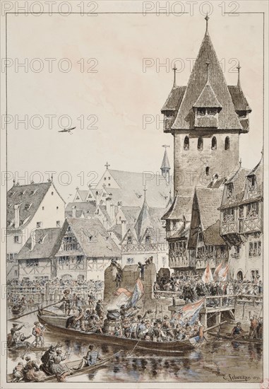 Arrival of Zurichers in Strasbourg in 1576, 1893. Creator: Schweitzer, Émile (1837-1903).