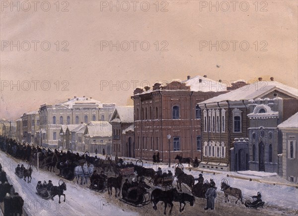 Tomsk, Magistratskaya Street during the Shrovetide in 1897, 1897. Creator: Kosharov, Pavel Mikhaylovich (1824-1902).