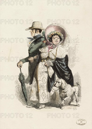 A Rentier and his wife, 1840. Creator: Grandville, Jean-Jacques (1803-1847).