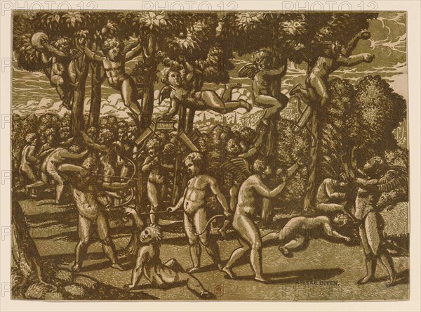 Putti Playing (After Raphael), 1544. Creator: Monogrammist NDB (active c. 1520-1550).