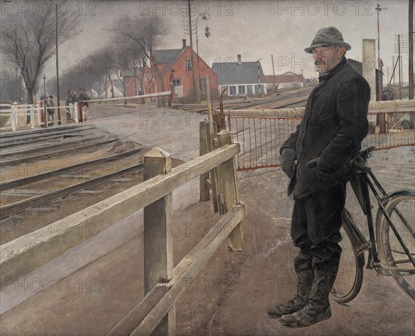 Waiting for the Train. Level Crossing by Roskilde Highway, 1914. Creator: Ring, Laurits Andersen (1854-1933).