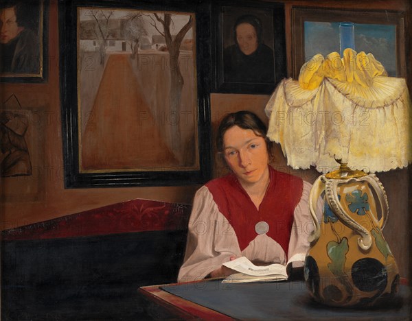 The Artist's Wife by Lamplight, 1898. Creator: Ring, Laurits Andersen (1854-1933).