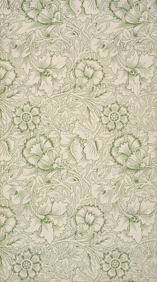 Pink and Poppy. Wallpaper , 1881. Creator: Morris, William (1834-1896).