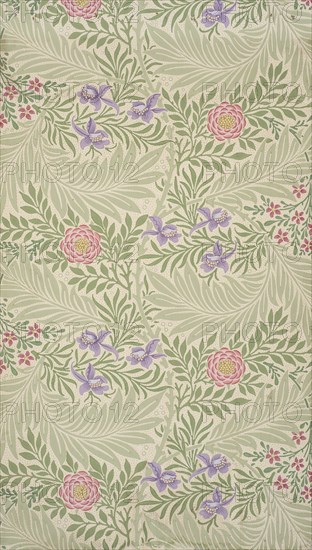 Larkspur. Wallpaper, 1874. Creator: Morris, William (1834-1896).