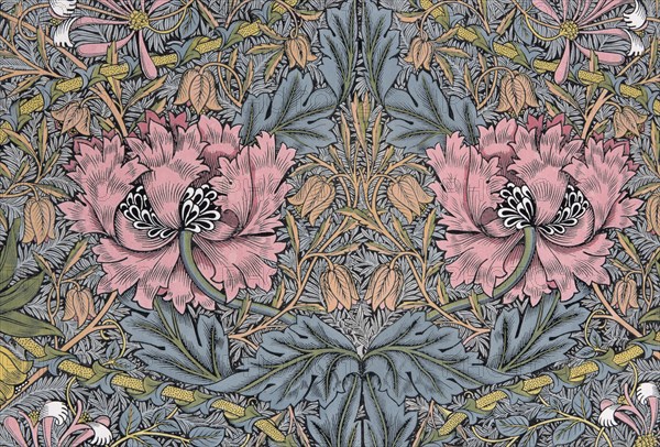 Honeysuckle. Decorative fabric, 1876. Creator: Morris, William (1834-1896).