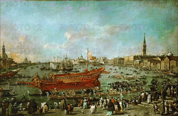 The Doge on the Bucintoro near the Riva di Sant'Elena , 1775-1780. Creator: Guardi, Francesco (1712-1793).