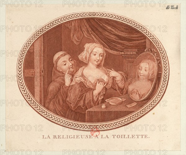 The nun at the toilet, 1770-1780s. Creator: Anonymous.