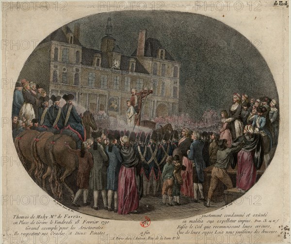 The Execution of Thomas de Mahy, Marquis de Favras (1744-1790), February 18, 1790, 1790. Creator: Caresme, Jacques Philippe (1734-1796).