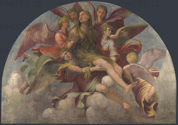 Saint Mary Magdalene borne by Angels, ca 1521. Creator: Romano, Giulio (1499-1546).