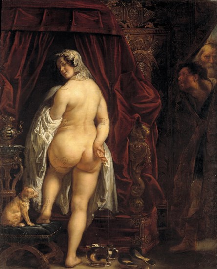 King Candaules of Lydia showing his wife to Gyges , 1646. Creator: Jordaens, Jacob (1593-1678).