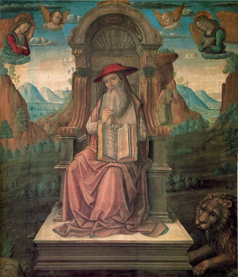 Saint Jerome Enthroned, ca 1475. Creator: Santi, Giovanni (ca 1435-1494).