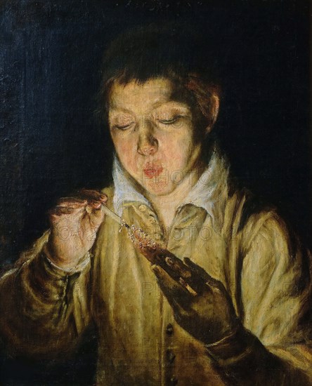 El Soplón (Boy Blowing on a Taper), ca 1571-1572. Creator: El Greco, Dominico (1541-1614).