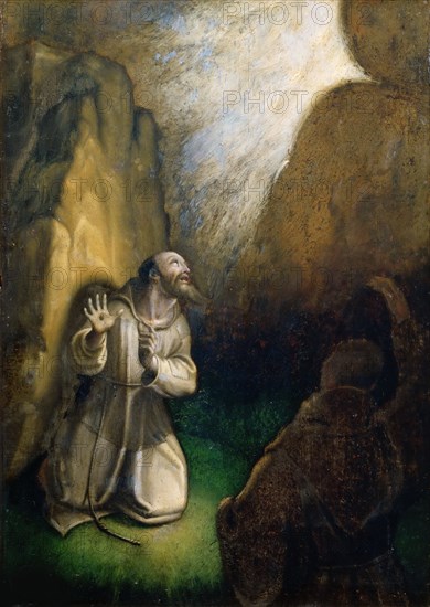 Saint Francis receiving the Stigmata. Creator: Muziano, Girolamo (1528-1592).