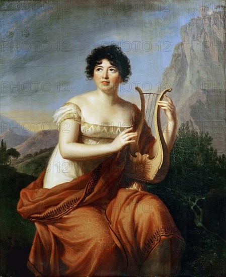 Portrait of the author Baronne Anne Louise Germaine de Staël (1766-1817) as Corinne, 1807. Creator: Vigée Le Brun, Louise Élisabeth (1755-1842).