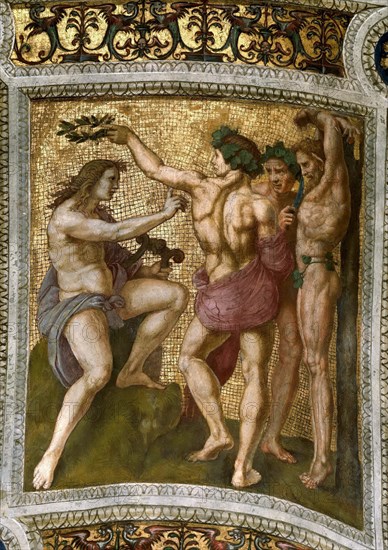 Marsyas and Apollo. (Ceiling Fresco in Stanza della Segnatura), ca 1510-1511. Creator: Raphael (Raffaello Sanzio da Urbino) (1483-1520).