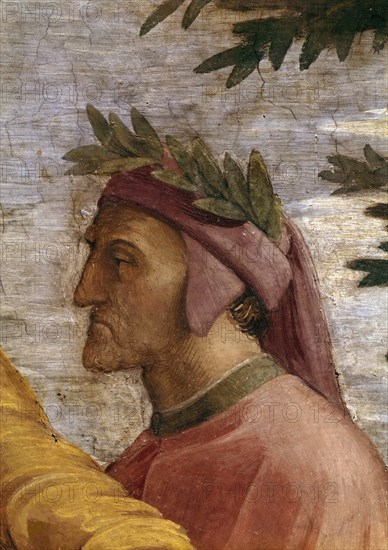 Disputa. Detail: Dante Alighieri (Fresco in Stanza della Segnatura), ca 1510-1511. Creator: Raphael (Raffaello Sanzio da Urbino) (1483-1520).