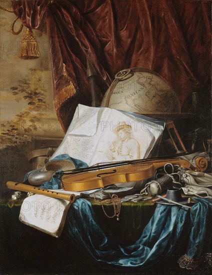 Still Life with musical instruments , 1650. Creator: Ring, Pieter de (1615-1660).