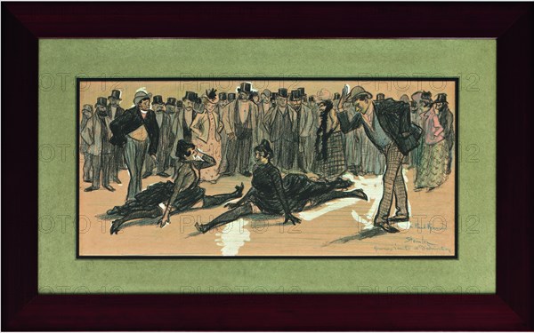 La Goulue and Valentin le Désossé at a Ball in the Moulin Rouge  , 1890. Creator: Steinlen, Théophile Alexandre (1859-1923).