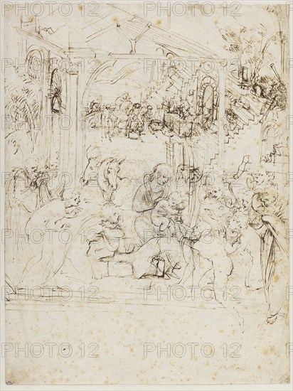 Study for the Adoration of the Magi, ca 1481. Creator: Leonardo da Vinci (1452-1519).