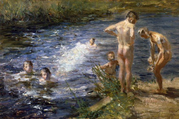 Boys at the river, 1899. Creator: Ciardi, Beppe (Giuseppe) (1875-1932).