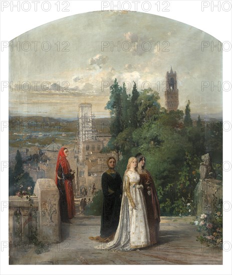 Dante and Beatrice. Creator: Induno, Gerolamo (1825-1890).
