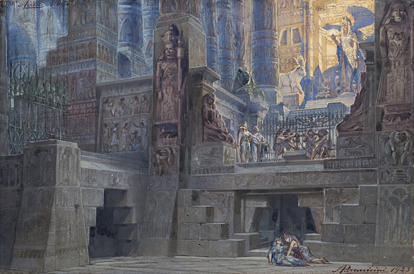 Set design for the Opera Aida by Giuseppe Verdi, 1923. Creator: Parravicini, Angelo (1868-1925).