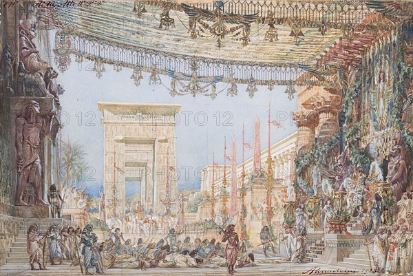 Set design for the Opera Aida by Giuseppe Verdi, 1923. Creator: Parravicini, Angelo (1868-1925).