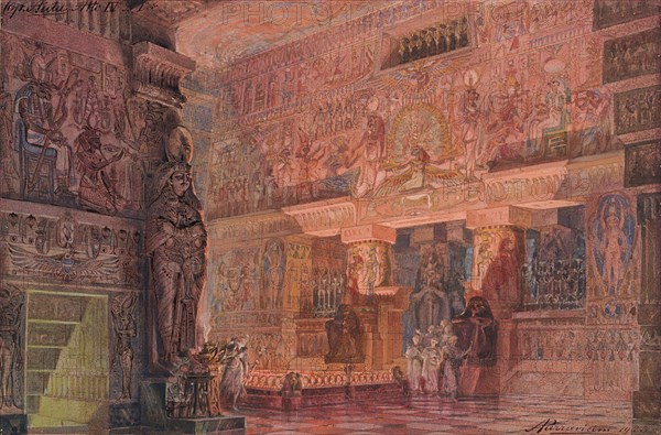 Set design for the Opera Aida by Giuseppe Verdi, 1923. Creator: Parravicini, Angelo (1868-1925).