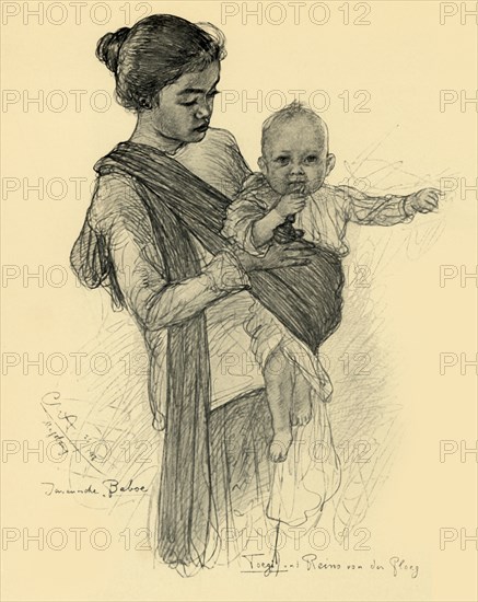 Javanese nanny with European baby, Magalang, 1898. Creator: Christian Wilhelm Allers.