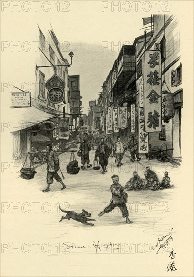 Street in Hong Kong, 1898.  Creator: Christian Wilhelm Allers.