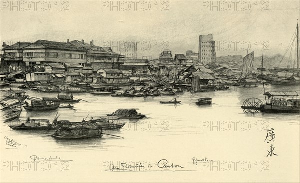 Boats on the Pearl River, Canton, China, 1898.  Creator: Christian Wilhelm Allers.