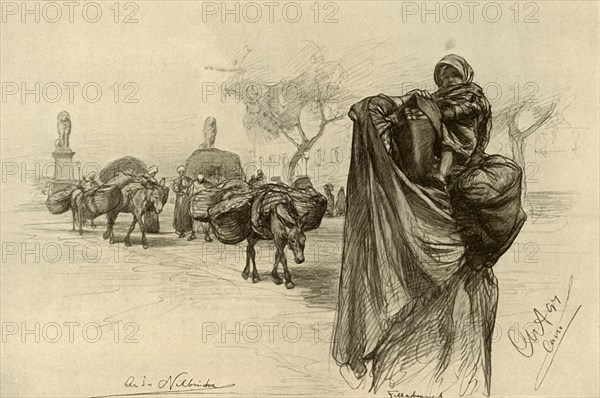 Woman and child near the Kobri el Gezira Bridge, Cairo, 1898. Creator: Christian Wilhelm Allers.