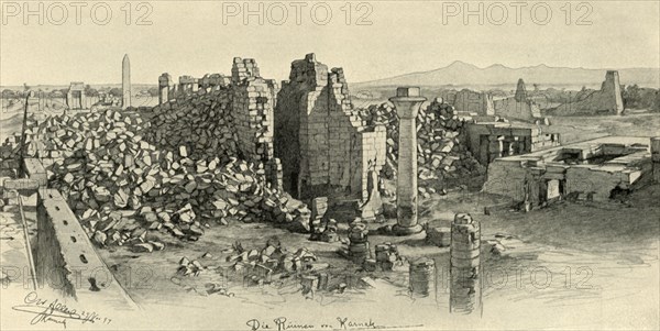 Ruined temples at Karnak, Egypt, 1898. Creator: Christian Wilhelm Allers.