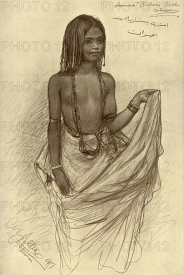 Bishari girl, Aswan, Egypt, 1898.  Creator: Christian Wilhelm Allers.
