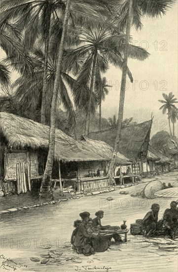 Street scene in Tasikmalaya, Java, 1898. Creator: Christian Wilhelm Allers.