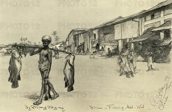 Street scene in a fishing village, Mutwal, Ceylon, 1898. Creator: Christian Wilhelm Allers.