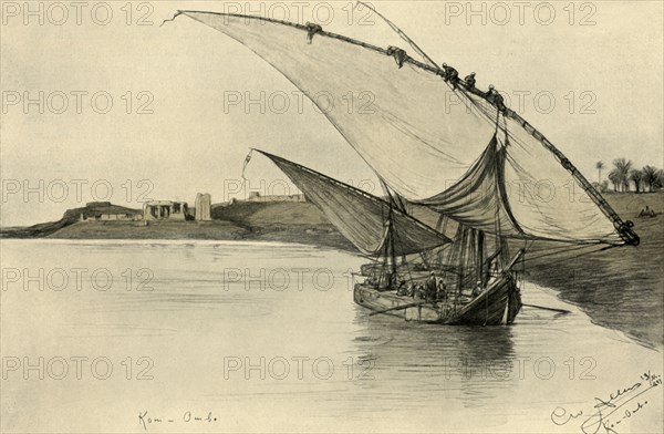 Felucca on the Nile at Kom Ombo, Egypt, 1898.  Creator: Christian Wilhelm Allers.