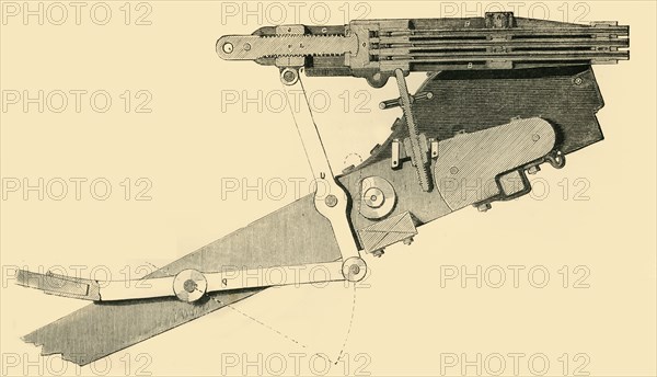 'French Mitrailleuse - Vertical Section of the Weapon and Carriage', c1872.  Creator: Unknown.