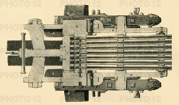 'Sectional Plan of French Mitrailleuse', c1872. Creator: Unknown.