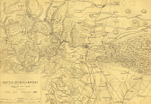 Map of the Battle of Wissembourg, 4 August 1870, (c1872).  Creator: R. Walker.