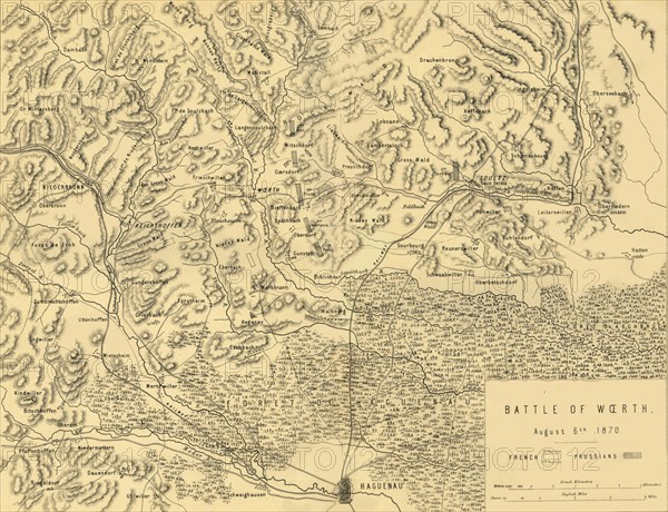 Map of the Battle of Woerth, 6 August 1870, (c1872).  Creator: R. Walker.