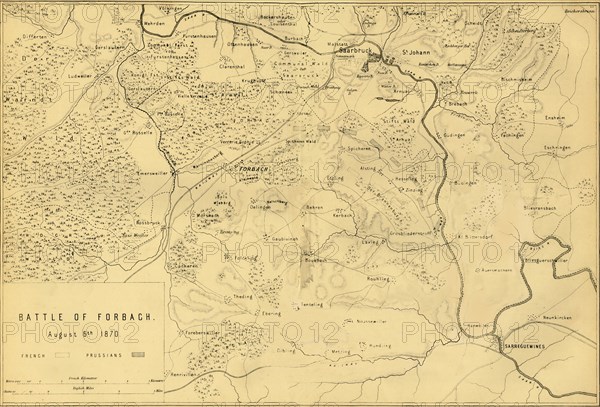 Map of the Battle of Forbach, 6 August 1870, (c1872).  Creator: R. Walker.