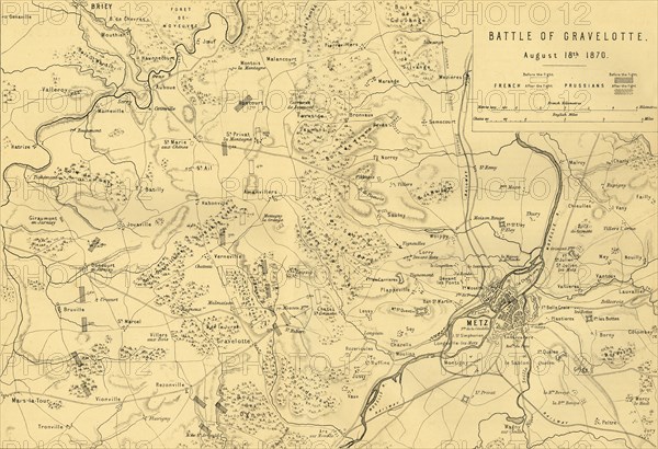 Map of the Battle of Gravelotte, 18 August 1870, (c1872).  Creator: R. Walker.