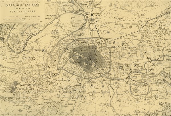 'Paris and its Environs, showing the Fortifications', (c1872).  Creator: R. Walker.