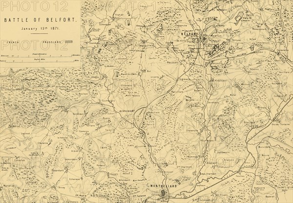 Map of the Battle of Belfort, 15 January 1871, (c1872).  Creator: R. Walker.